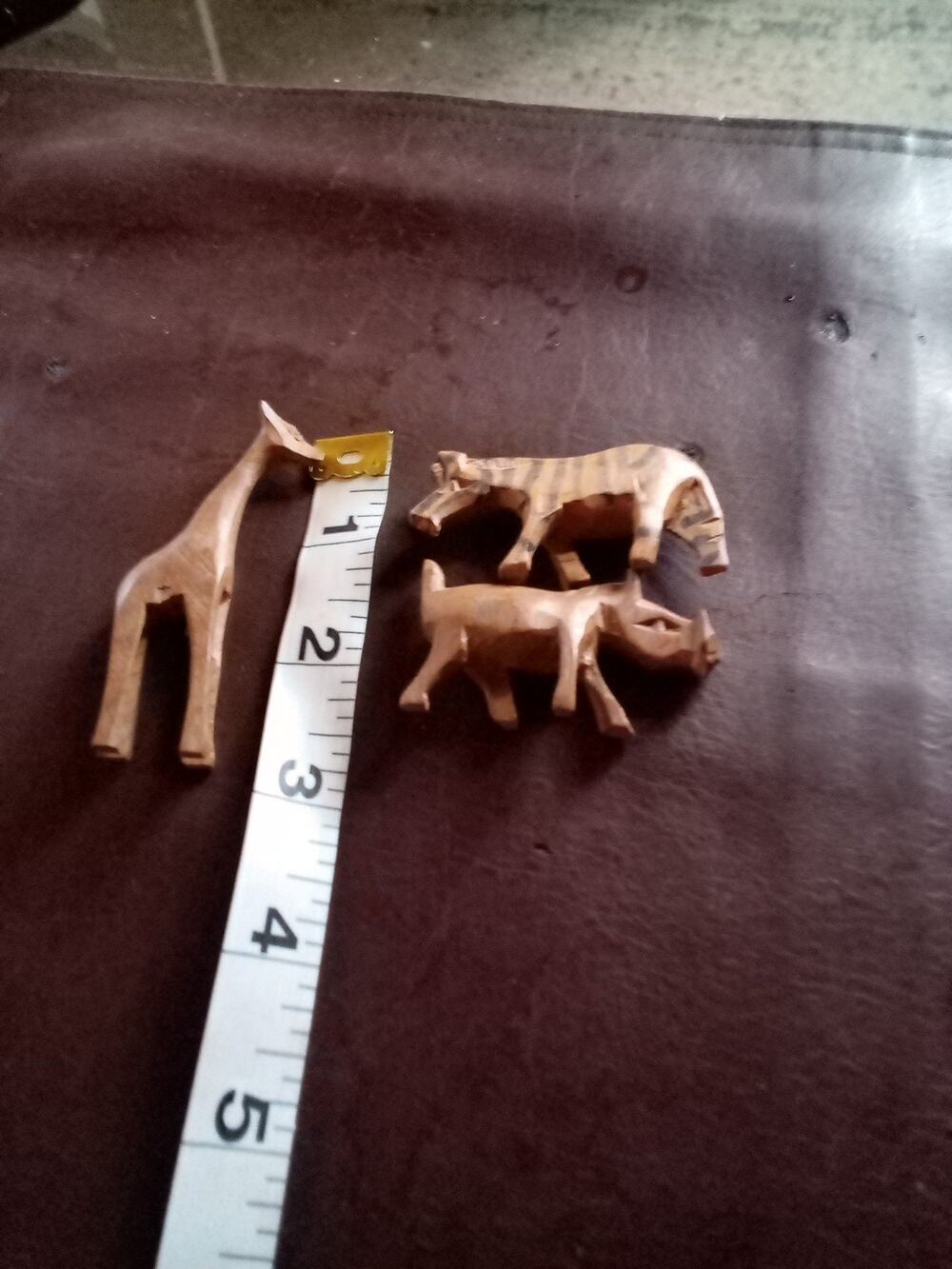 Vintage Wooden Hand Carved Giraffe, Zebra,& Wild Boar